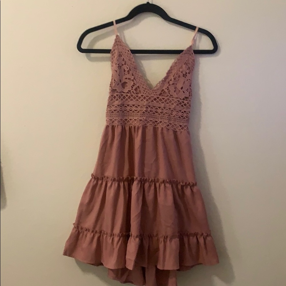 Dusty pink lace dress
